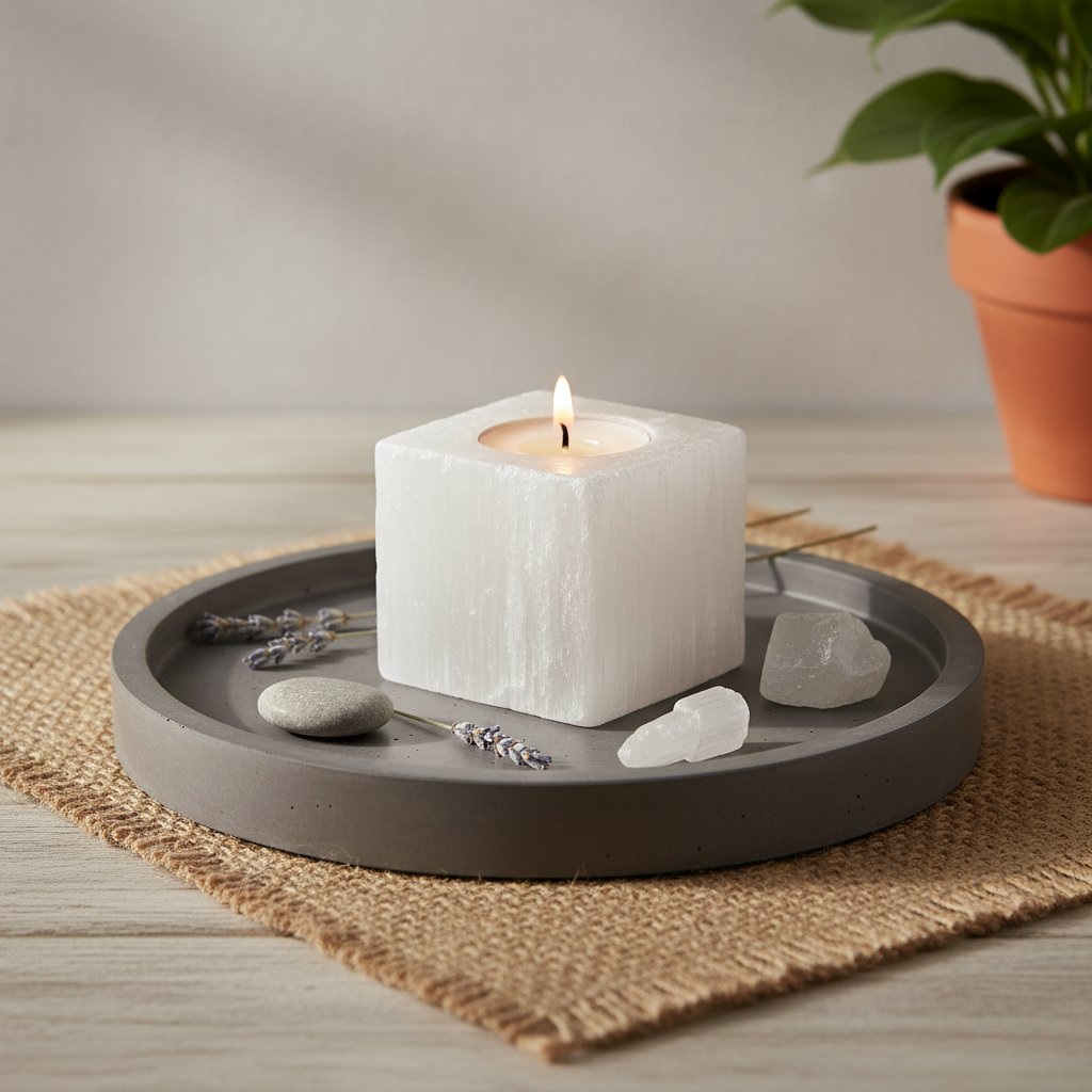 Fyrkantig ljusstake i selenit - Bild 2
